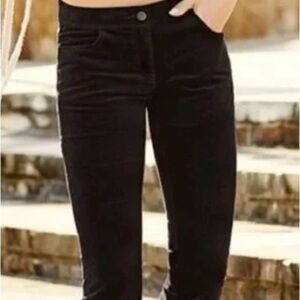 Chelsea & Violet Velvet Fringe Hem Pants‎ Black Size 26 EUC